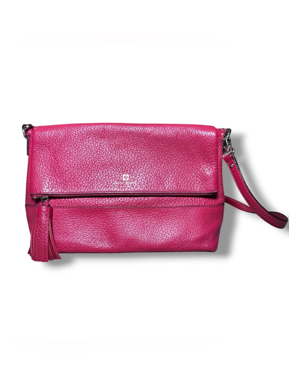 kate spade Red Pebbled Leather Foldover Crossbody